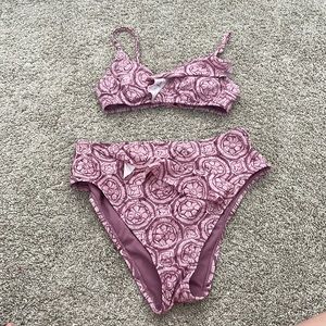 Target purple and pink high waisted swimsuit